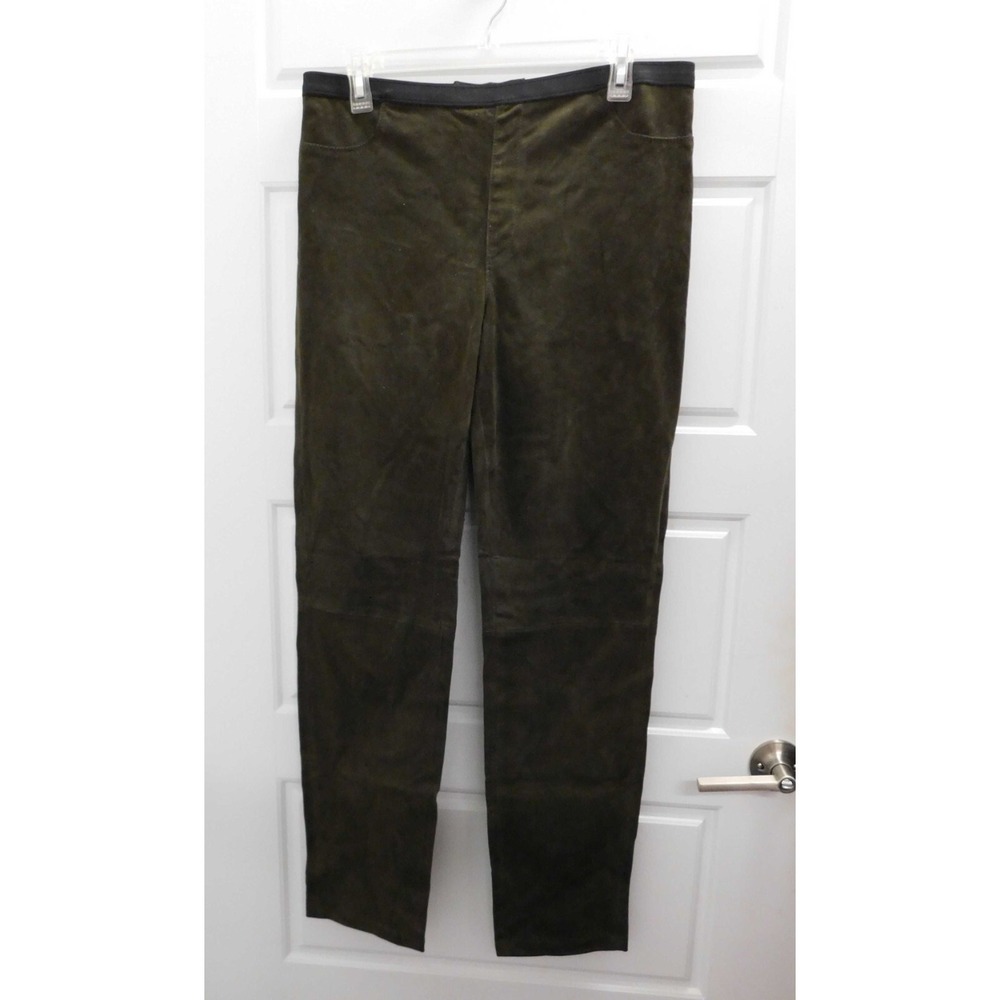 Neiman Marcus‎ The Leather Collection Khaki Green Suede Pants X-Large